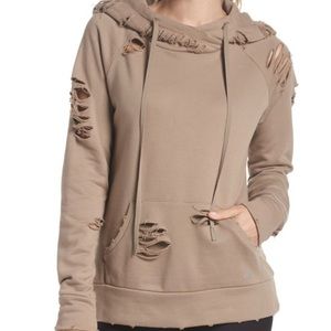 Alo Yoga Distressed Hoodie with Ripped Holes